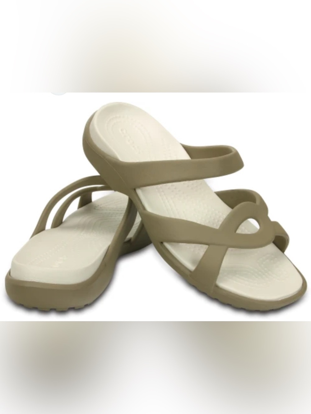 CROCS Women's meleen twist Taupe Strappy Slide Sandals